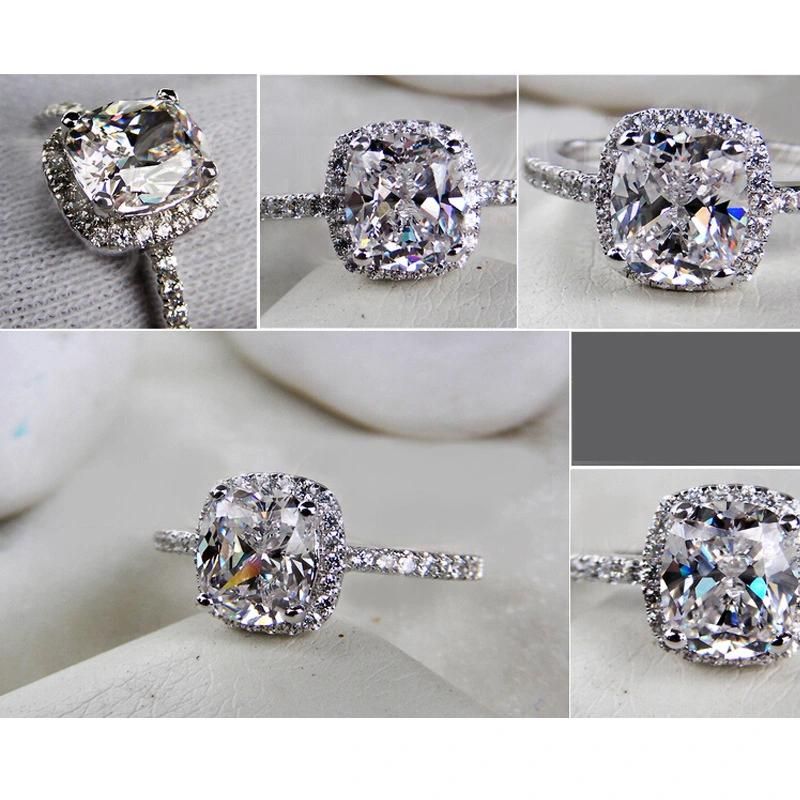 Casual Fashion Square Diamond Silver Ring Jewelry