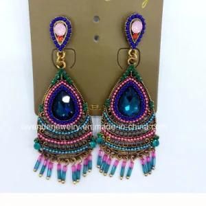 Jewelry Multi Metal Beads Chain Charm Stud Earrings for Women
