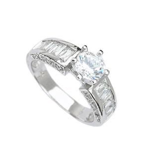 Sterling Solid Silver Fashion Jewelry Inlaid Rhinestone Stone Ring