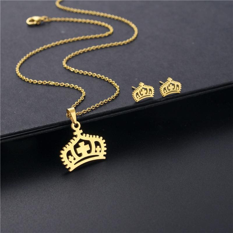 Factory Customized Fashion Jewelry Set High Quality and Cheap Gold-Plated Crown Set Jewelry