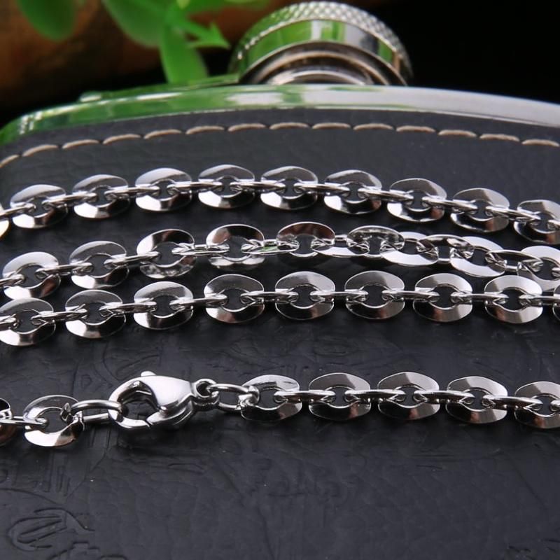 Hot Selling Jewelry Stainless Steel Necklace Flat Chain Cable Chain