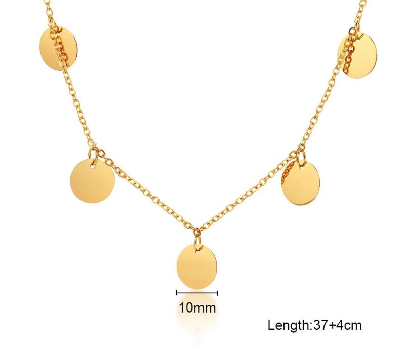 18K Gold Plating Few Circles Tag Pendant Necklace for Women