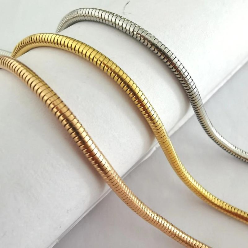 Stock Fashion Jewelry Soft Round Snake Chain Non-Tarnish Stainless Steel Necklace for Pendants Necklaces Handcraft Design