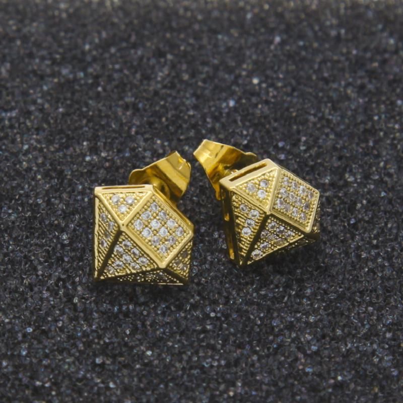 Wholesale Gold Plated Zircon CZ Diamond Shape Stud Earrings for Women