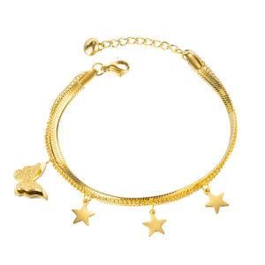Fashion Jewelry Women Adjustable Double Chain stainless steel Star Butterfly Bracelet &#160; for Women&#160;