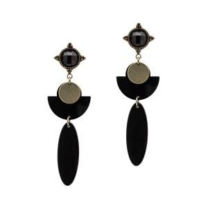 Fashion Accessories Imitation Jewelry Black Boho Tribal Acrylic Drop Earrings
