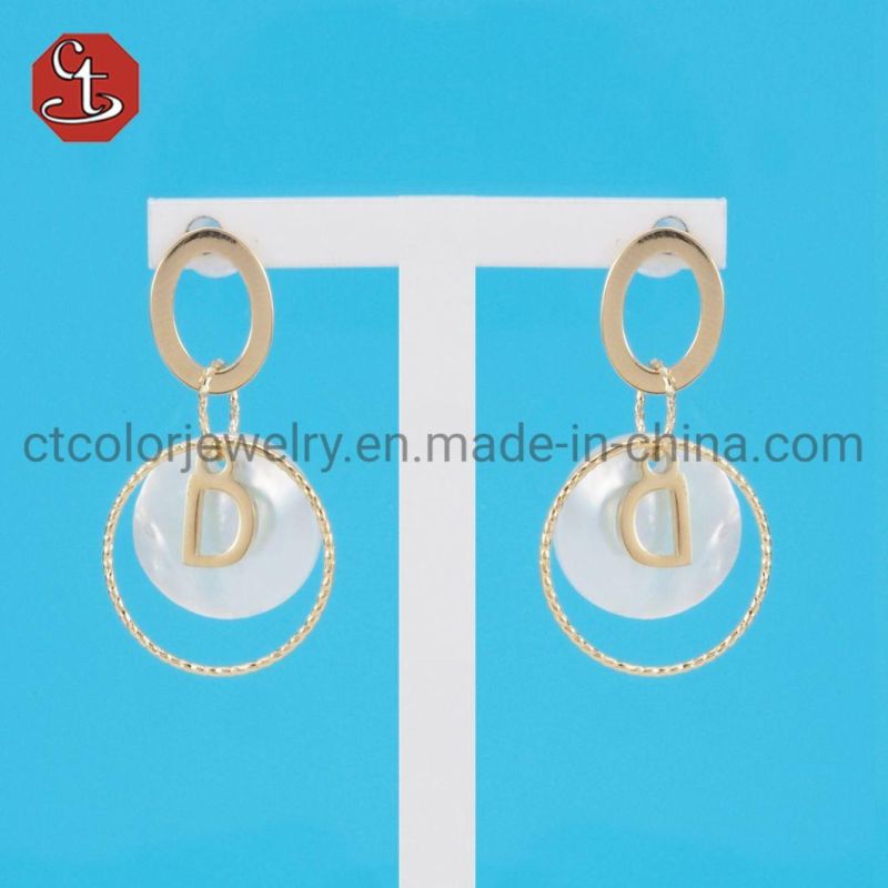 Wholesale Delicate Korean Style Silver Designs Shell Pearl Inlaid Earring