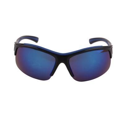 Blue Lens Black Half-Frame Sport Sunglasses