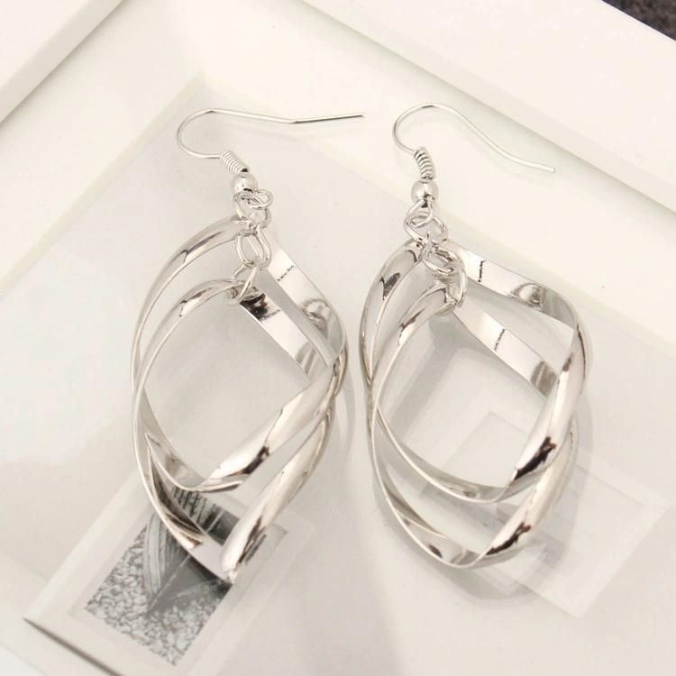 Diamond Multilayer Earrings Double Ring Classic Fashion Alloy Earrings