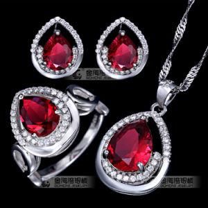 Pear Shape Ruby CZ Stone Jewelry 925 Silver