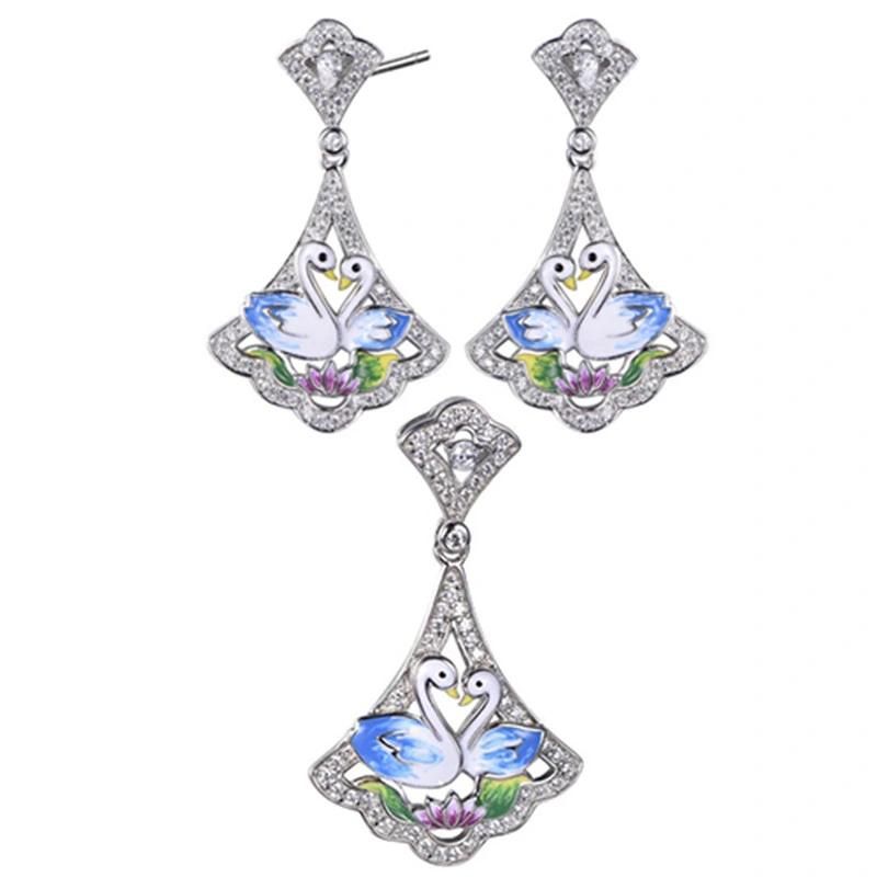 Fashion Deep Sea Blue Butterfly 925 Silver Drop Earring