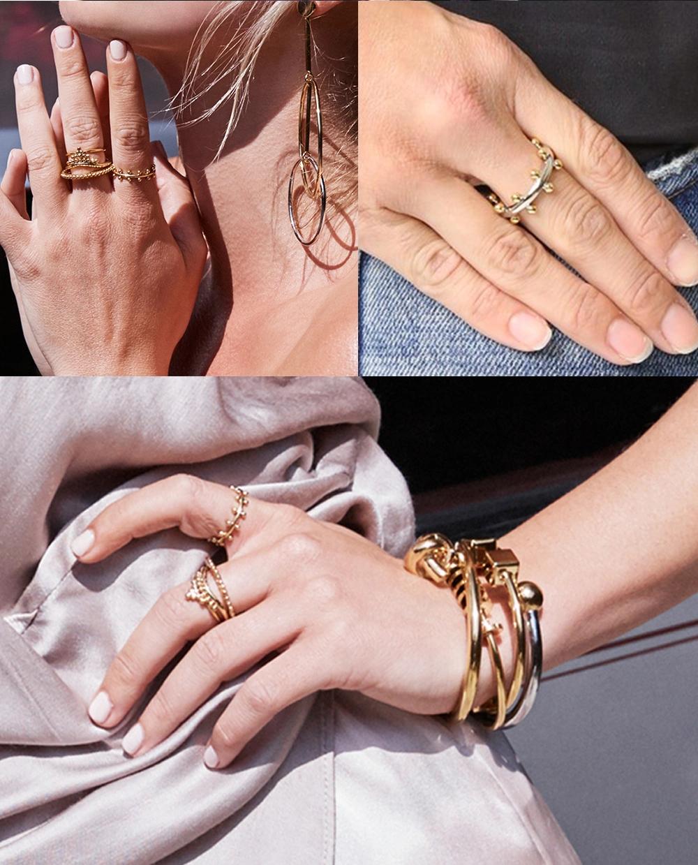Gold Plating Groove Copper Ring with Beads