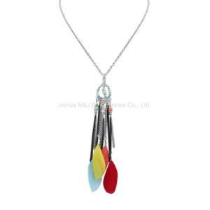 Body Chain Feather Silver Necklace for Woman Ethnic Jewelry