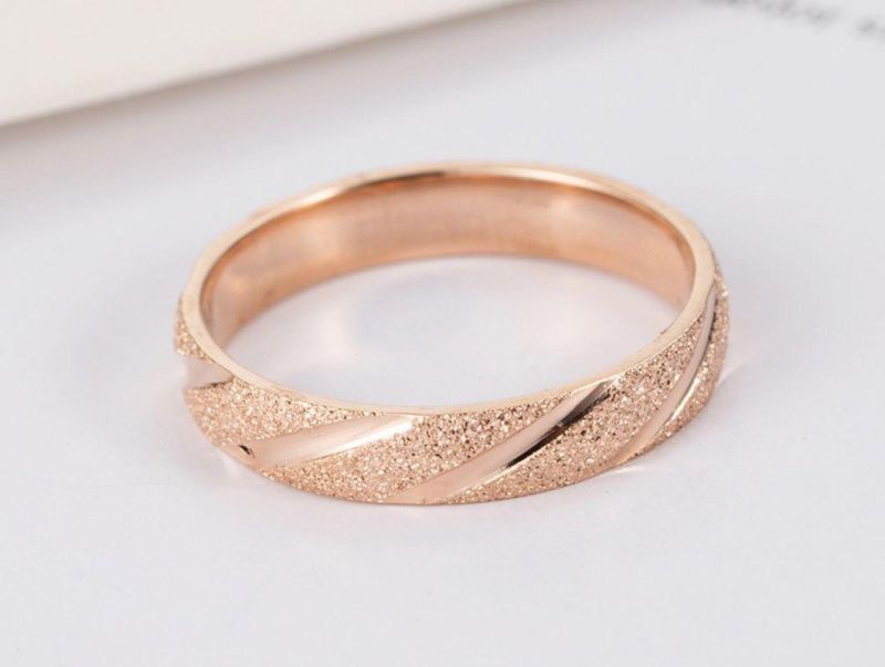 Beveled Pearl Sand Titanium Steel Couple Rings Net Red Rings Trendy Fashion Accessories