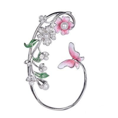 925 Silver Flower and Butterfly Enamel Clip Earring for Girls