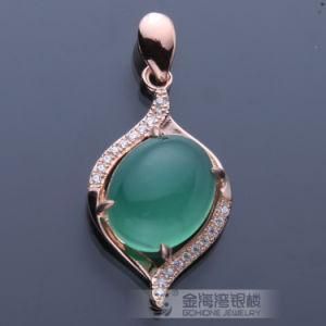 Brand New Fashion 925 Sterling Silver Jade Pendant in Rose Gold Plating