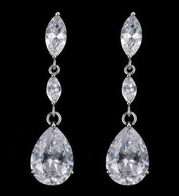 Wedding Pear CZ Earring Jewelry, Bridal Pearl Earring Jewelry, Bridesmaid Earring, Rose Gold Earring