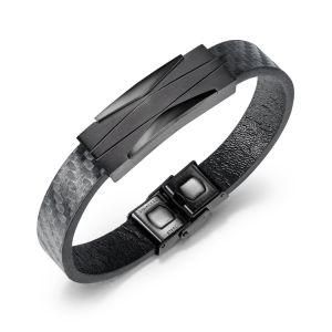 Fashion Design Stainless Steel Accessory &#160; Leather Men Bracelet