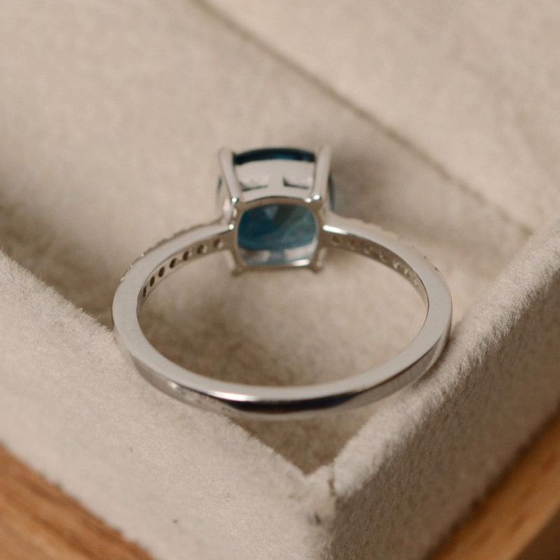 Wedding Engagement Gift Big Square Blue Stone Rings Fashion Women Jewelry