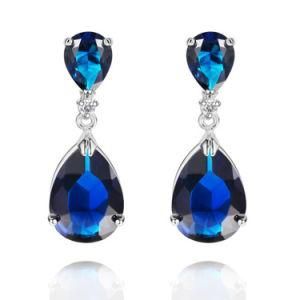 New Arrival 925 Sterling Silver Tanzanite Stone CZ Dangle Earring