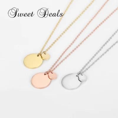 Stainless Steel Geometric Disc Pendant Clavicle Chain