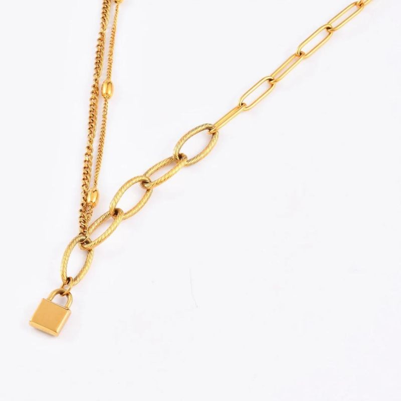 Inspire Stainless Steel Jewelry Personalized Lock Necklace Princess Necklace Old English Style Jewelry for Babygirl Gift