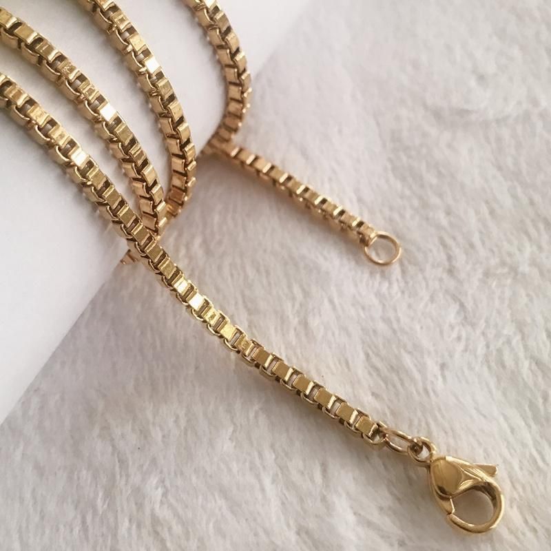 Wholesale 18K Gold Plated Stainless Steel Popular Fashion Jewelry Box Chain Necklace Hip Hop Jewelry