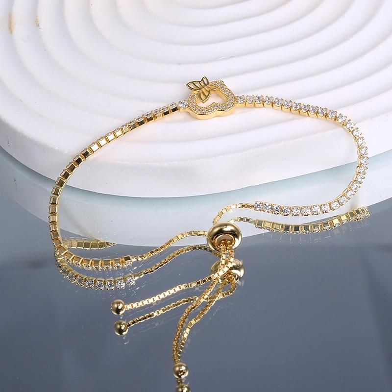 Fashion Accessories Fashion Jewelry Gold Plated AAA Shining Moissanite Cubic Zirconia Hip Hop Butterflies Bracelet