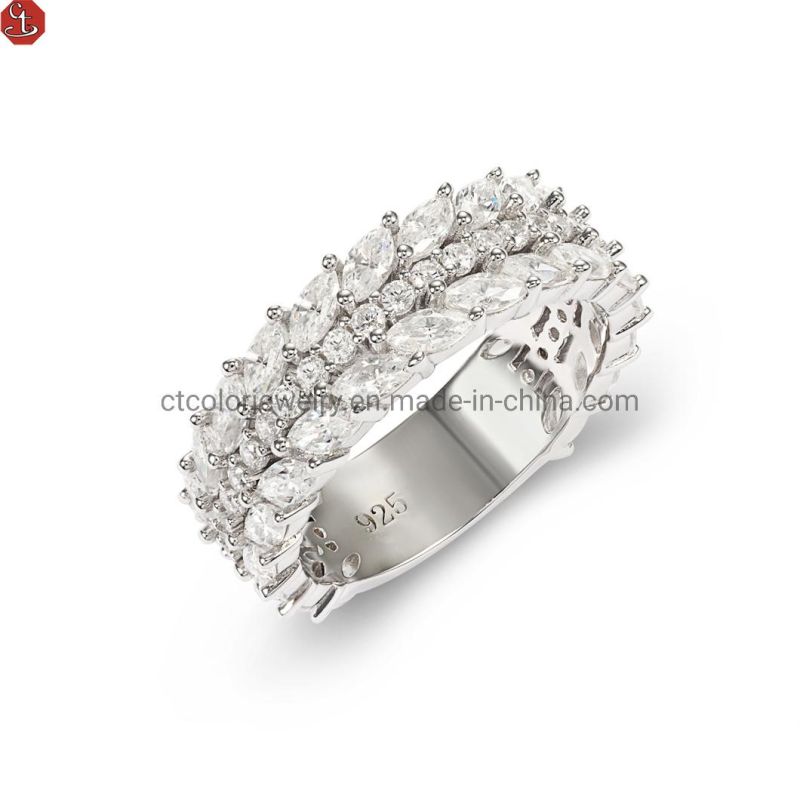 Wholesale Fashion custom wedding Ring special big luxury white plated Ring