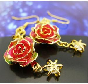 24k Gold Rose Earring for Christmas Day/ Birthday Gift (EH039)