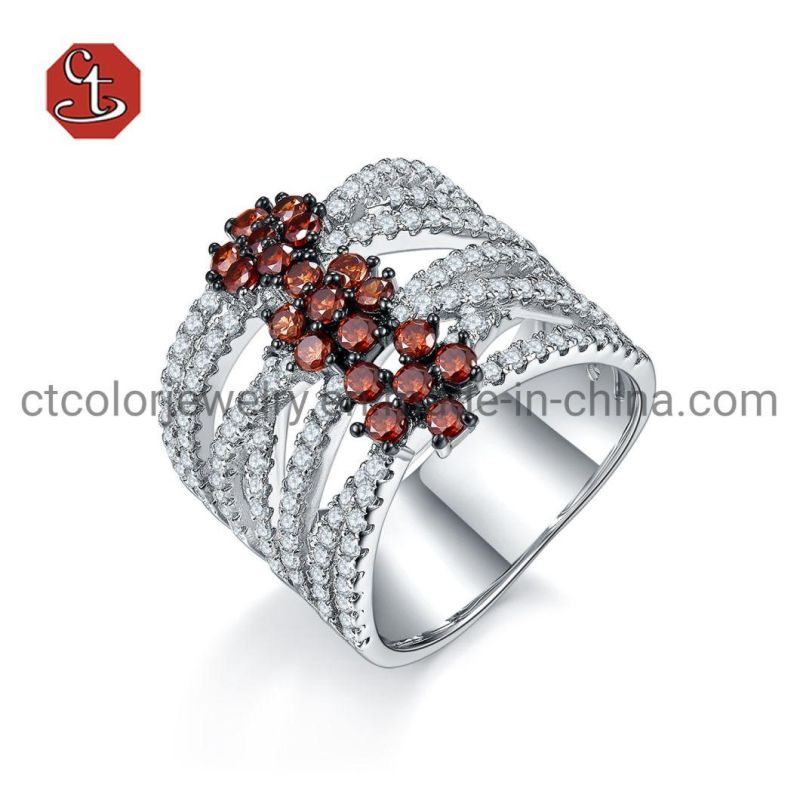 Spiral 925 Sterling Silver Ring with CZ Inlaid Copper Rings