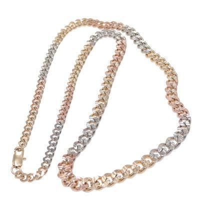 Wholesale High Quality Tricolor Gold Plated Fashion Jewelry Necklace