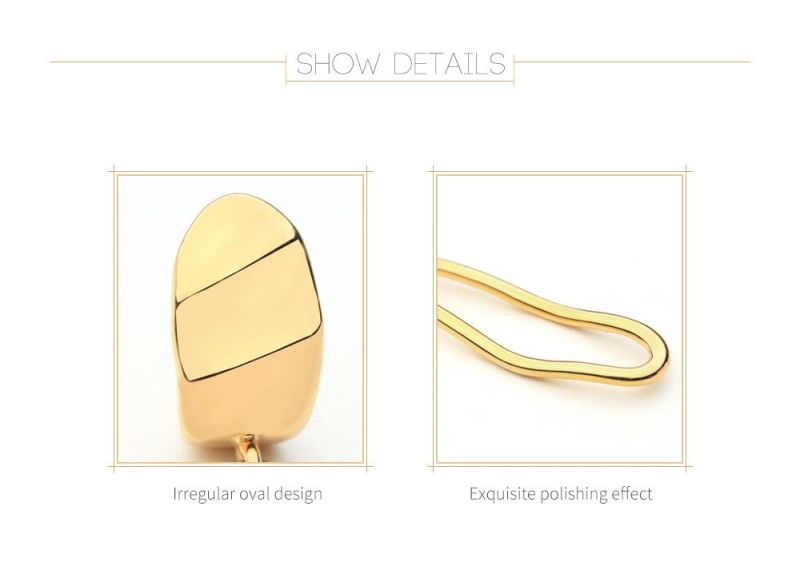 Irregular Oval Design Brass Earring with Exquisite Polishing Effect