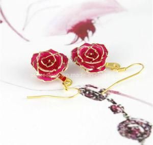 Fashion Accessory-24k Gold Rose Earring (EH054)