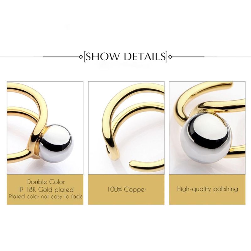 Double Color 18K Gold Plated Copper Round Ring