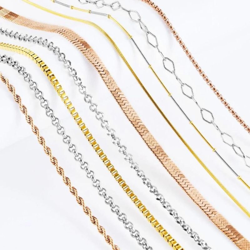 Fashion Women Layering Jewelry Chains Twisted Bracelet Anklet Polished Necklace for Jewellery Design