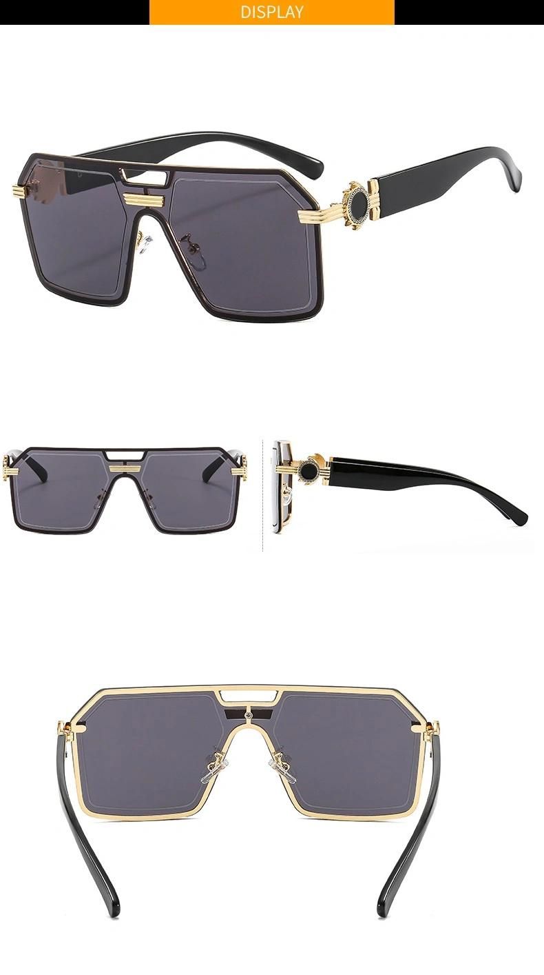 2022 New One Piece Metal Sunglasses Retro Fashion Modern Color Sunglasses