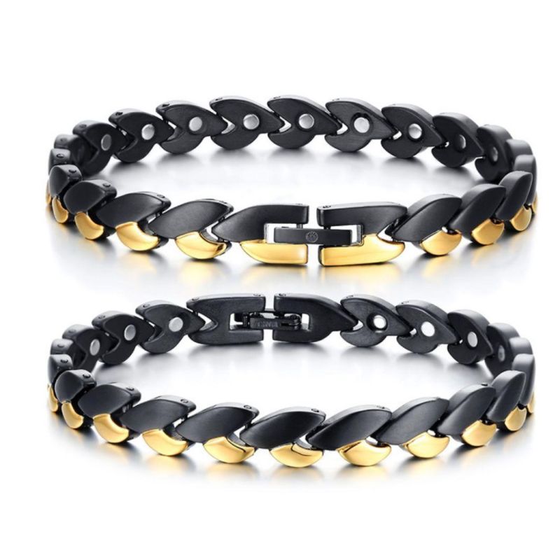 Men Personality Korean Tungsten Steel Trinkets Wholesale 7.5mm Tungsten Steel Ceramic Gold Black Bracelet