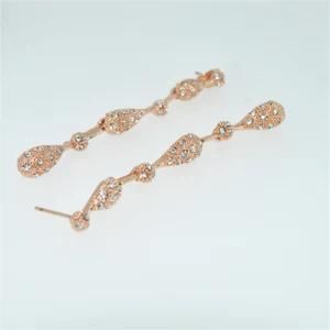 Accessories Female Gentlewomen Earring Rose Gold Crystal Stick Earrings Long Design Jewellery (E140004)