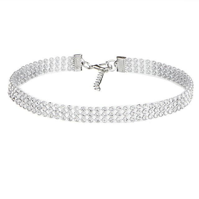 Women Wedding Accessories Silver Rhinestone Choker Punk Necklace Fashion Jewelry