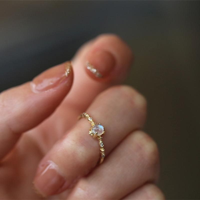 Trendy Fashionable Moonstone S925 Sterling Silver with Gems Lady′ S Ring Ring Fashion Jewelry Dropshipping Wholesale