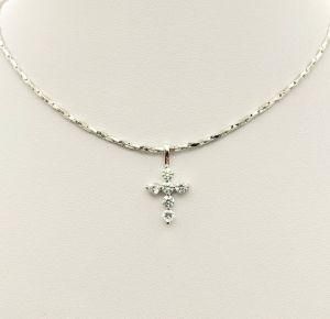 Round Cubic Zirconia Stud Cross Religious Pendant for Jewelry Necklace