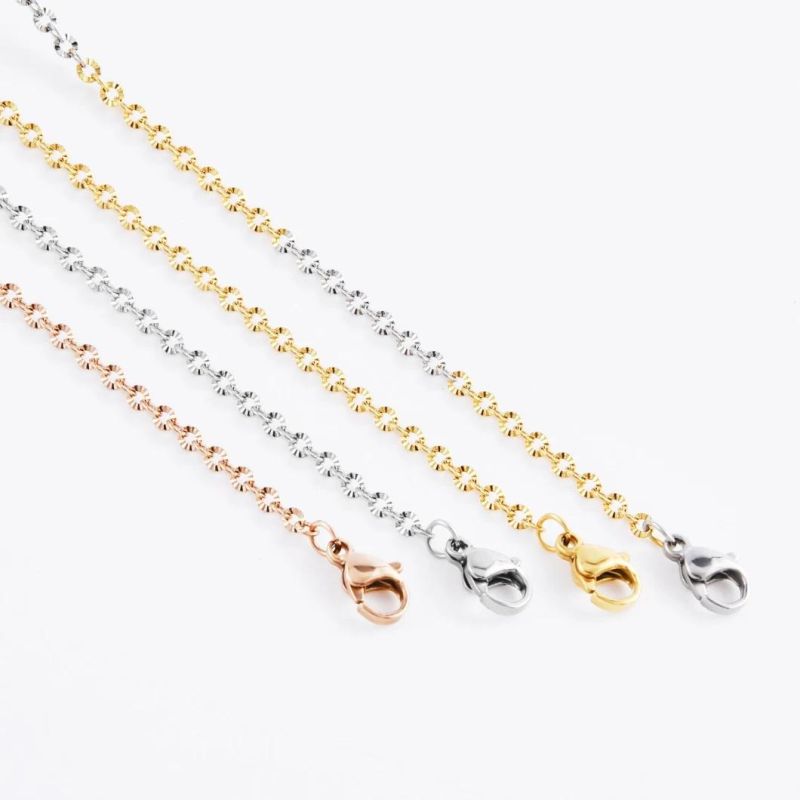 Fashion Gift Jewellery Set Stainless Steel Necklace Cable Chain with Flower Embossed for Jewelry Craft Design DIY