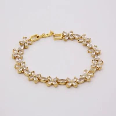 Fashion Design Jewelry Female Gold Plated Crystal Chain Bracelet