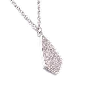 Wholesale Stainless Steel Druzy Quartz Gemstone Triangle Shape Crystal Necklace