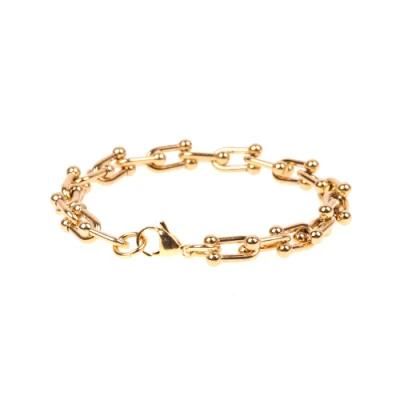 Fashion Gold and Silver Plated U Shape Bracelet Stainless Steel Link Chain Bracelet