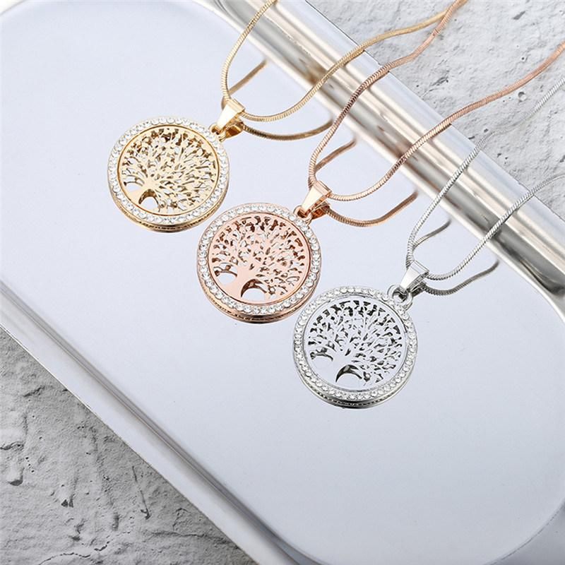 Tree Life Crystal Round Small Pendant Necklace Women Fashion Jewelry Gifts