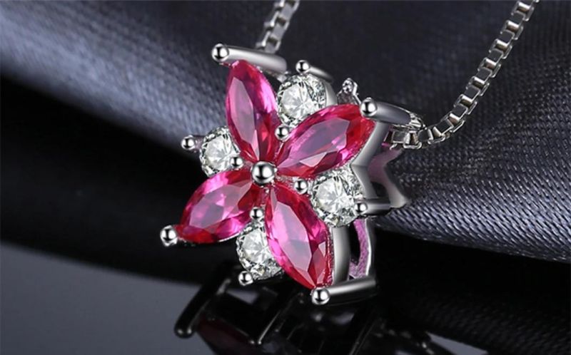 Created Ruby Pendants for Women 925 Sterling Silver Fashion Party Fine Jewelry