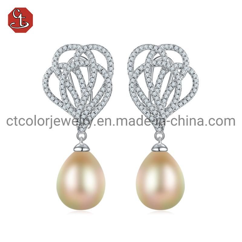 Fashion 925 silver wholesale factory price high quality earring and necklace shell pearl jewelry set for elegant women