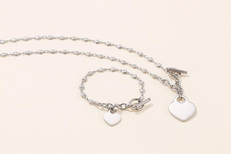 Jewelry Factory Custom Fashion Stainless Steel Jewelry Set High Quality Heart Necklace Set 316L Stainless Steel Jewelry Set Custom